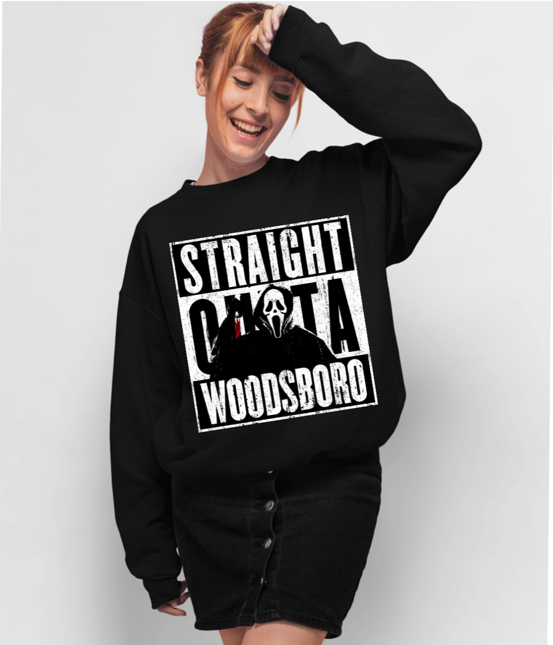 Halloween Straight Outta Woodsboro Crew Neck Sweatshirt