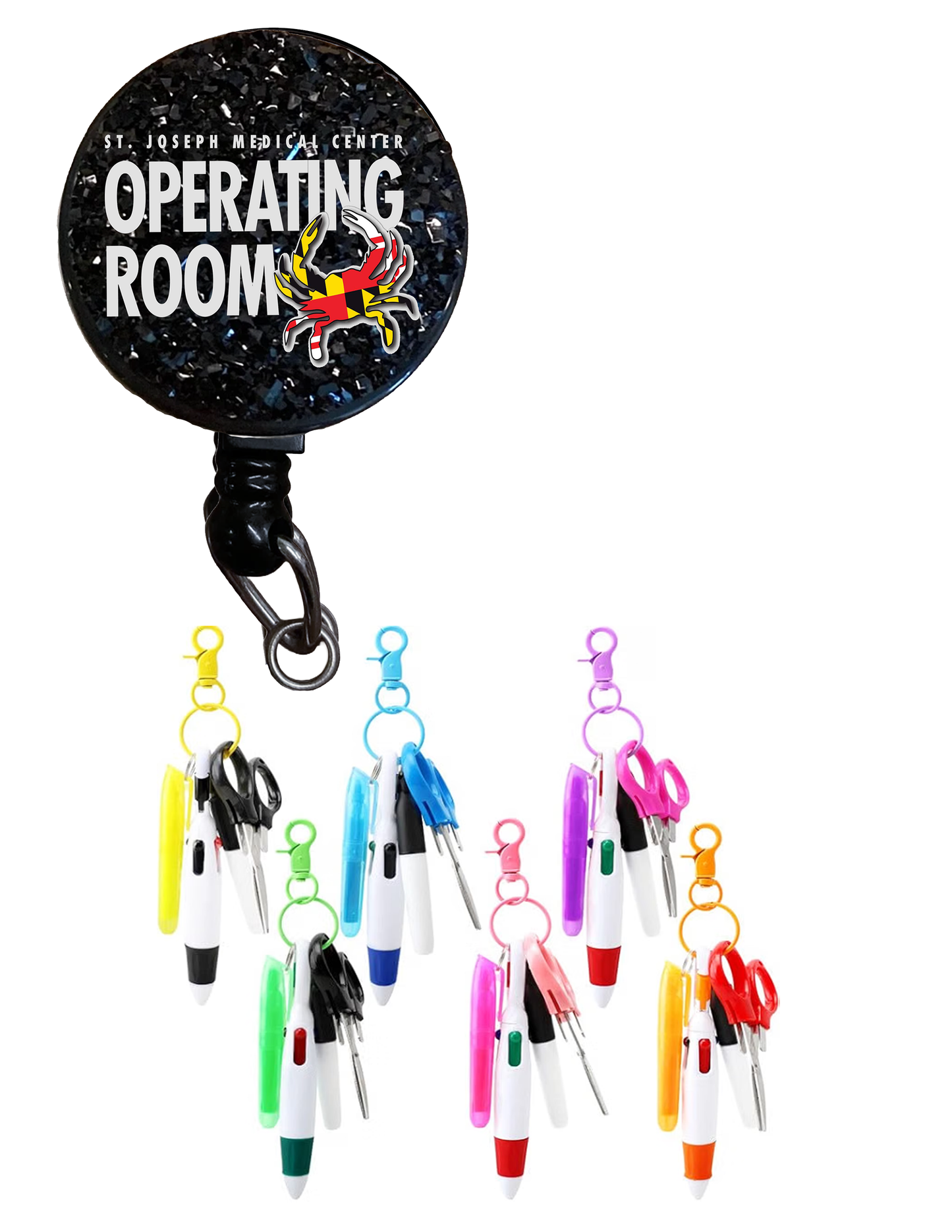SJMC Glitter Badge Reel with Nurse Accessories